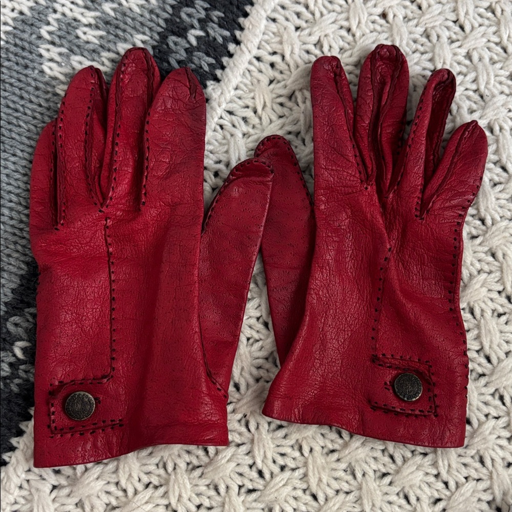 Vintage Von Roalte Red Leather Gloves